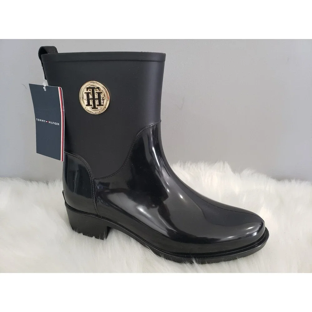 NEW SIZE 5‎ Tommy Hilfiger Women's Kippa Rain Boot Solid Black